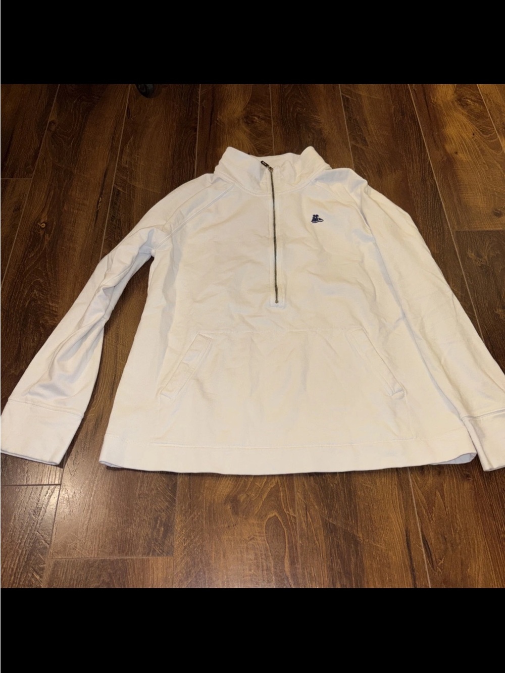 Lilly Pulitzer Half Zip Pullover Women’s L Ivory White Palm Logo Sweatshirt